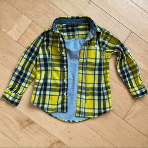 Baby Gap yellow and blue plaid button up shirt‎ top size 5